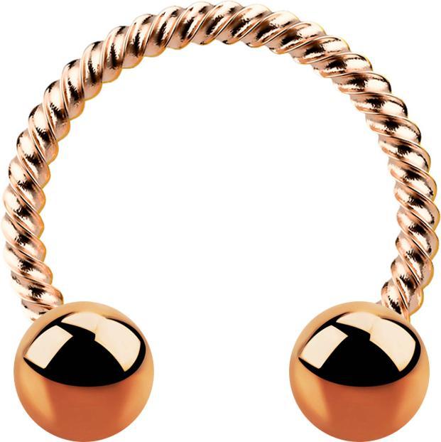 Star Piercing Circular Barbell rosegold geflochten mit zwei Kugeln (ohne Messing, Chirurgenstahl 316L)