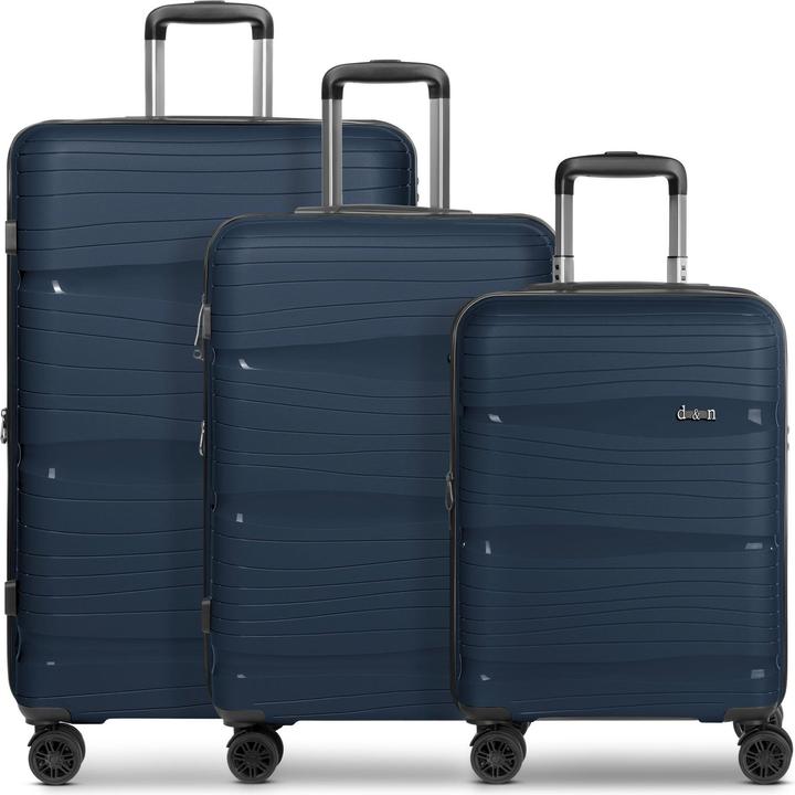 D&N Travel Line 4300-Plus 4 Rollen Kofferset 3-teilig mit Dehnfalte (191 l, XL (ab 115l))