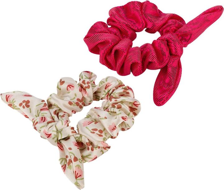 Trisa Scrunchie mit Schlaufe für Kinder, rot & beige-fuchsia