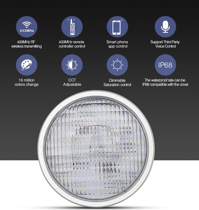 Immagine prodotto Milight 27W Wireless LED Pool Light RGB+KW/WW 24V PAR-56 (2600 lm, IP68)