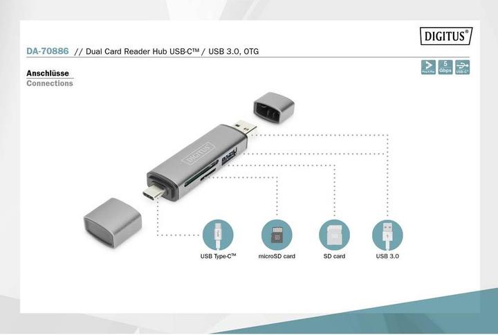 Actual product image Digitus Dual Card Reader Hub (USB 3.0, USB 2.0)