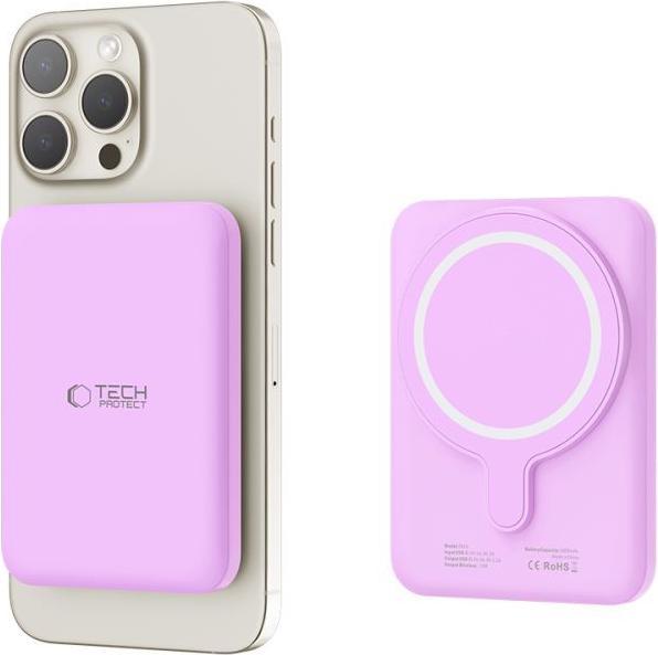 Actual product image Tech-Protect LifeMag MagSafe PB10 5000mAh Power Bank - Pink (5000 mAh, 15 W)