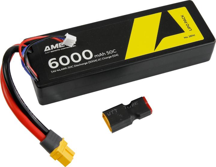 Image du produit Amewi LiPo Akku 2S 7,4V 6000mAh 50C XT60 (7.40 V, 6000 mAh)