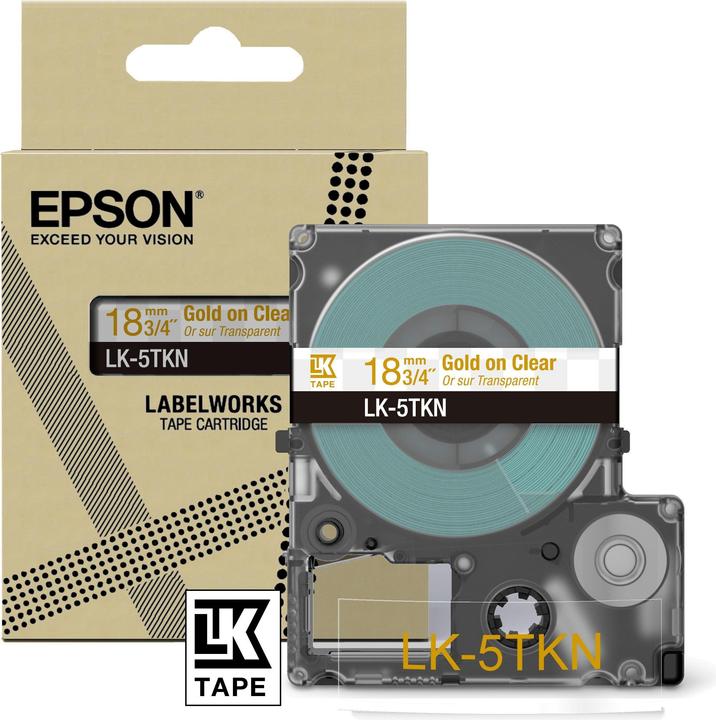 Epson Metallic Clear/Gold 18mm LK-5TKN (1.80 cm, Transparent)