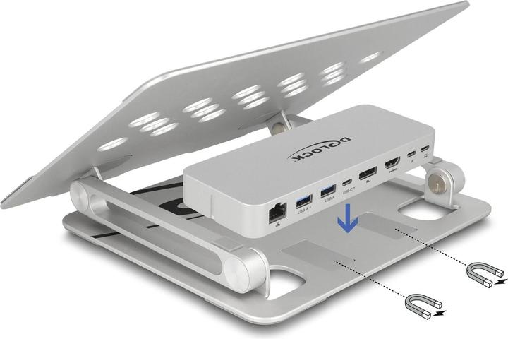 Immagine prodotto Delock Supporto per tablet e notebook con docking station integrata (USB-C, 8 Porti)