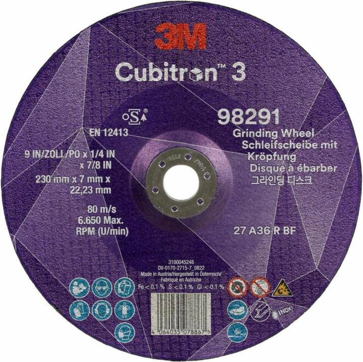 Actual product image 3M Rough grinding disc Cubitron III 98291 36+ 230x7x22.2m T27 PU=10 (36+)