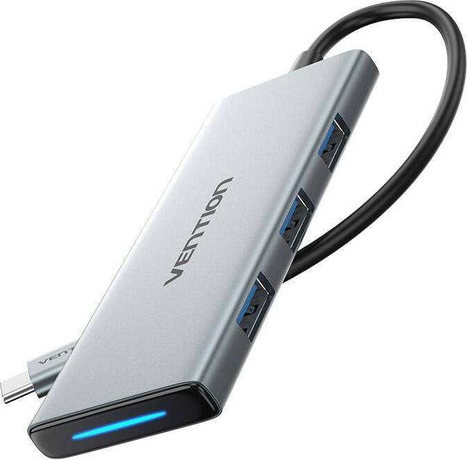 Image du produit Vention USB-C vers HDMI, 3x USB 3.0, SD, TF, PD Hub TOPHB 0.15m Gray (USB-C, 4 Ports)