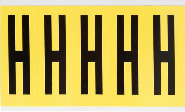 Image du produit Brady 3460-H, B-499, Tissu nylon, lettre H, noir sur jaune, 44 x 127mm, hauteur des caractères 98mm(25 K