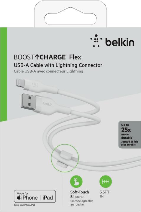 Image du produit Belkin Câble de charge USB Boost Charge Flex USB A - Lightning 1 m (1 m, USB 2.0)