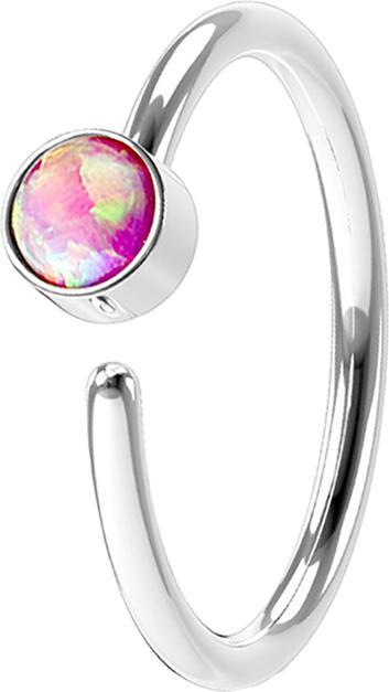 Star Piercing Micro Piercing Ring silber mit Opal pink (Chirurgenstahl 316L, ohne Messing)