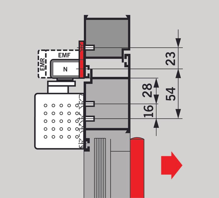Actual product image Dormakaba Mounting plate for slide rails G-EMR (French window, Room door, Entrance door, Wooden door)