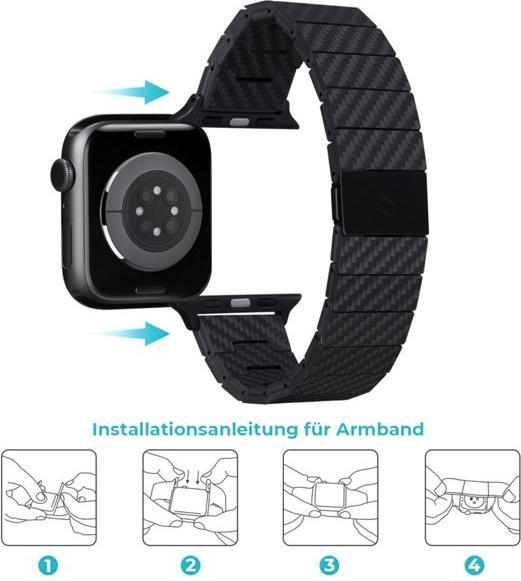 Actual product image Pitaka Carbon Fiber Link Bracelet Modern Strap 38-40mm (38 mm, 40 mm, Carbon fibre)
