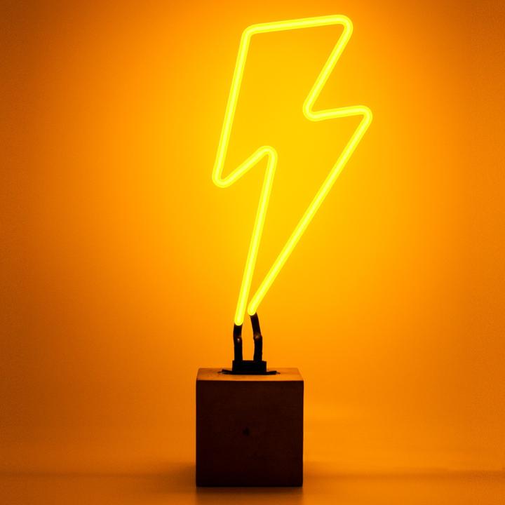 Actual product image Locomocean Glass Neon Table Lamp with Concrete Base - Flash