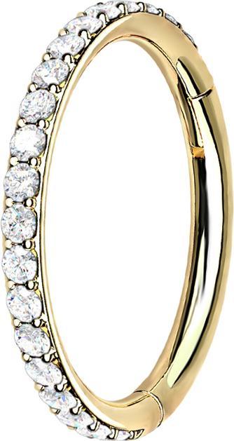 Immagine prodotto Star Piercing Anello a segmenti con cerniera placcato oro con cristalli laterali in argento (senza ottone, Acciaio chirurgico 316L)