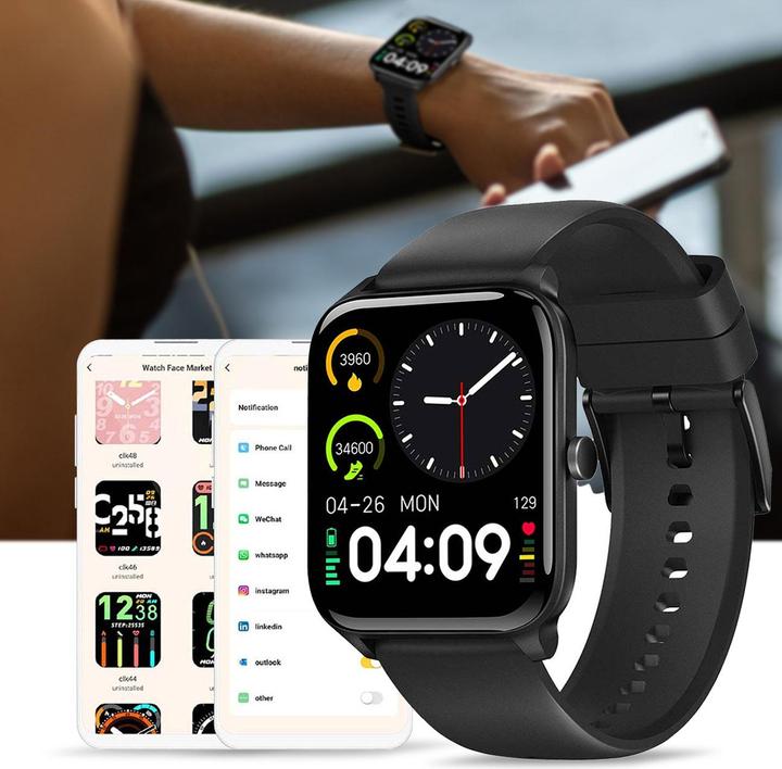 Actual product image Nedis SmartLife watch | LCD | IP68 | Maximum operating time: 14400 min | Android™ / IOS | Black (41 mm)