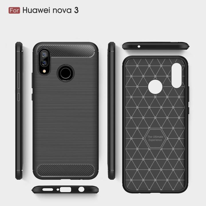Actual product image König Design Case Mobile Protection for Huawei Nova 3 Case Cover Bumper Carbon Optics TPU Black (Huawei Nova 3)