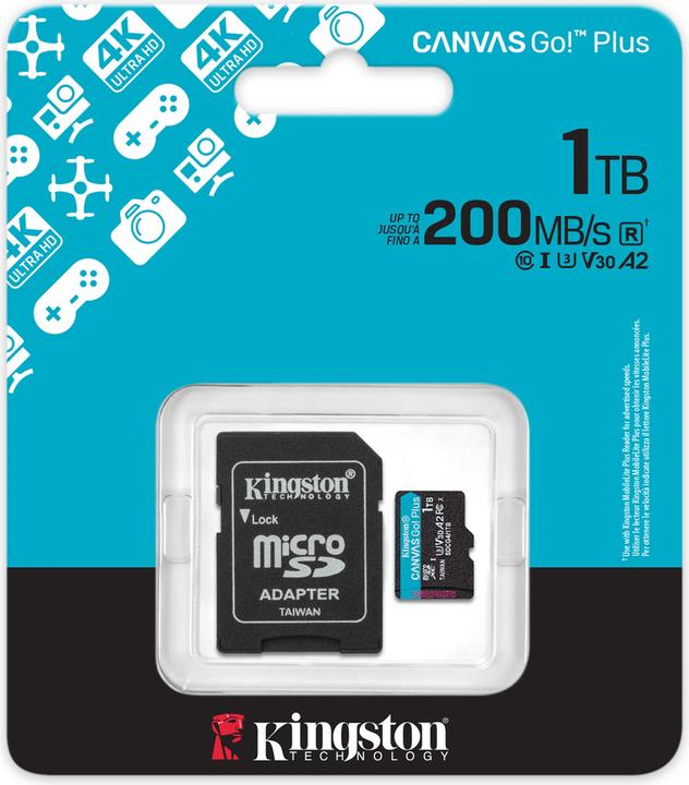 Image du produit Kingston Card Canvas Go Plus MicroSD +ADP 1TB (1000 Go, microSDXC, U3, UHS-I)
