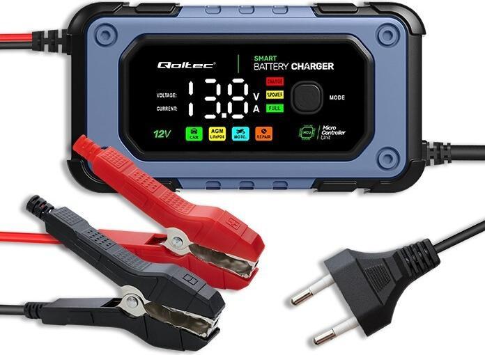 Actual product image Qoltec Battery charger with repair function, 12V, 7A (12V, 7 A)