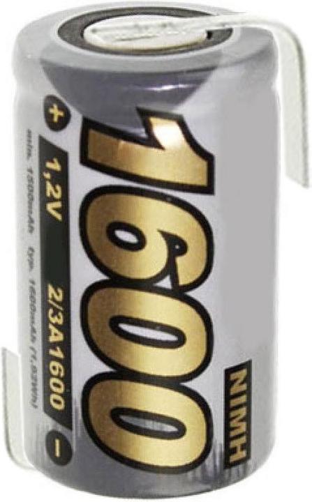 Image du produit AccuCell NiMH Akku 2/3A, mit Lötfahne in Z-Form (1 pcs, 2/3 A, 1600 mAh)