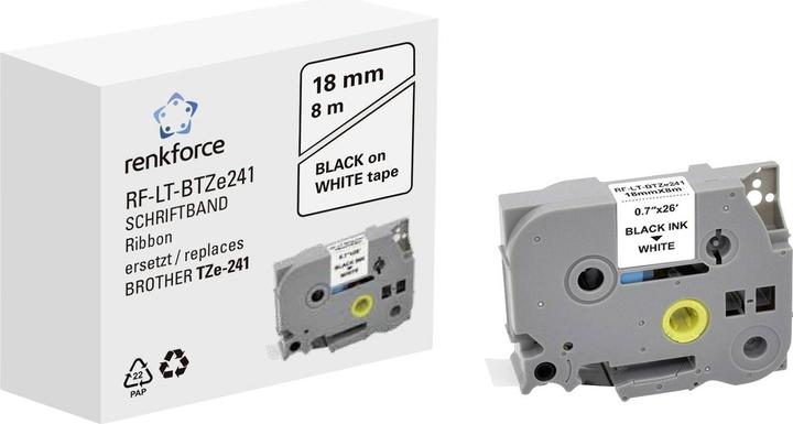 Renkforce Schriftband RF-LT-BTZe241 Kompatibel ersetzt Brother TZe-241 18 mm B (1.80 cm, Weiss)