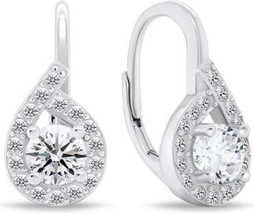 Brilio Silver - Sparkling silver earrings with clear zircons EA756W