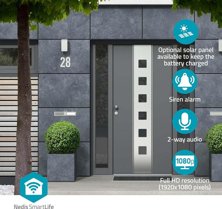 Produktbild Nedis SmartLife Aussenkamera Wi-Fi 1920x1080 IP65 Max. Batterie-Lebensdauer: 6 Monate Cloud Storage ( (1920 x 1080 Pixels)