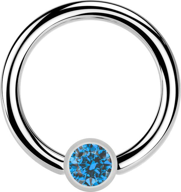 Star Piercing Micro Ball Closure Ring silber und Kristall hellblau (ohne Messing, Chirurgenstahl 316L)
