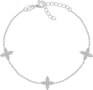 Brilio Silver - Delicate silver bracelet Flowers with zircons BRC180W