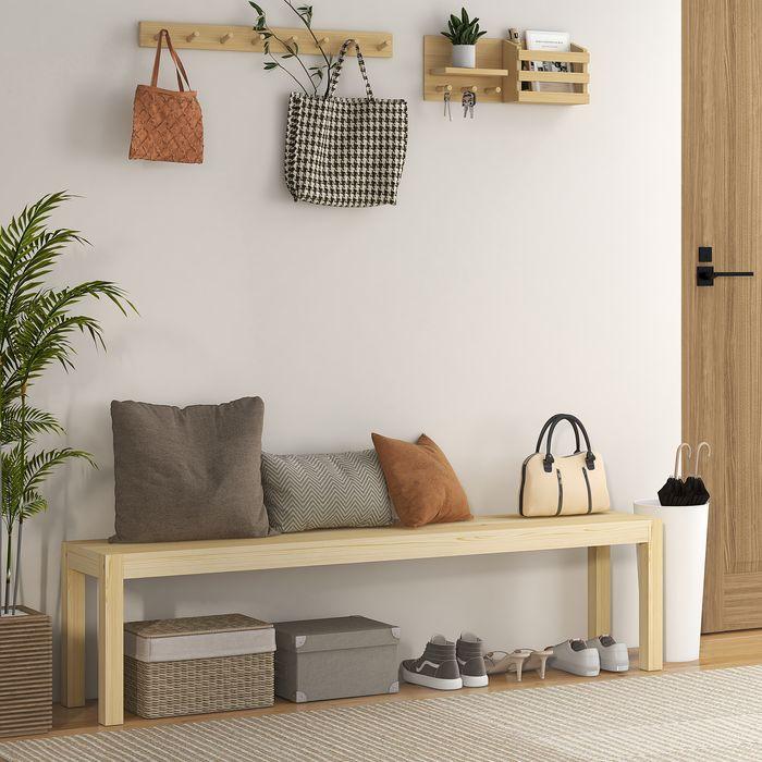 Produktbild Swisshandel24 Sitzbank 3-Sitzer Holzbank Landhaus-Stil, Küchenbank, bis 330kg, Kiefer, Natur (33 cm)