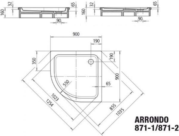 Produktbild Kaldewei Arrondo 871-1 90x90x6,5cm