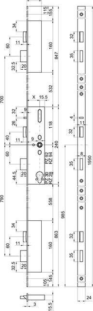 Produktbild MSL Panik-Mehrpunkt-Verriegelungen FlipLock 24446 PBa