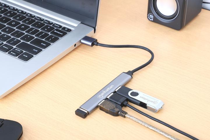 Produktbild Manhattan 4Port USB-A Hub 3x480Mbit/s 1xGbit/s USB-A Stecker (USB-A, 4 Ports)