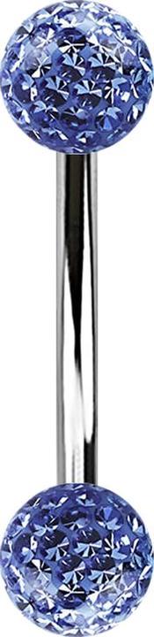 Star Piercing Banane silber mit zwei Kristall Kugeln hellblau Epoxy Schutzschicht (Chirurgenstahl 316L, ohne Messing)