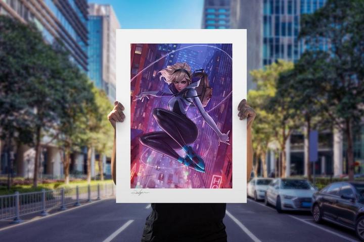 Actual product image Sideshow Marvel Comics art print "Spider-Gwen Unmasked Variant" 46 x 56 cm - unframed