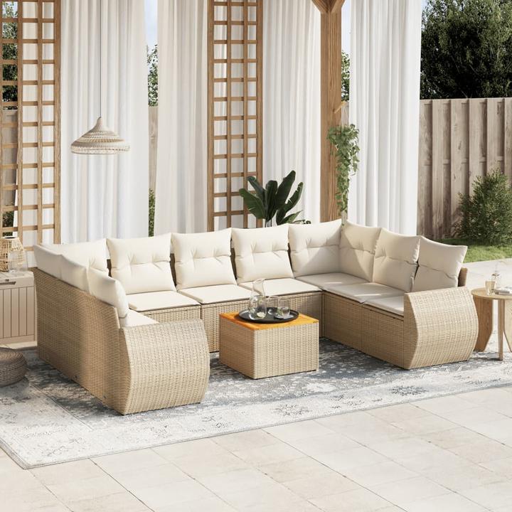 Produktbild VidaXL Gartenmöbel Sofa Garnitur Gartengarnitur Garten Sitzgruppe 10-tlg. Beige