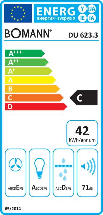Label énergétique Bomann DU 623.3 (Hotte à tiroir)