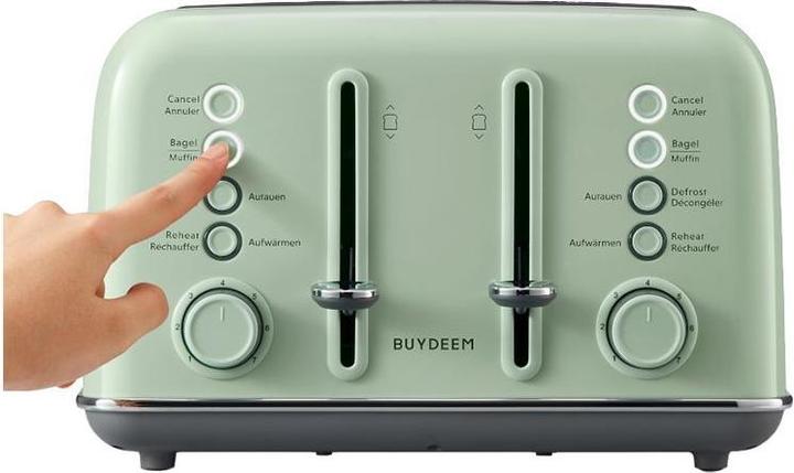 Actual product image Buydeem Toster 4 Slice Toaster, model DT640E, color Cozy Greenish, EU (EU plug)