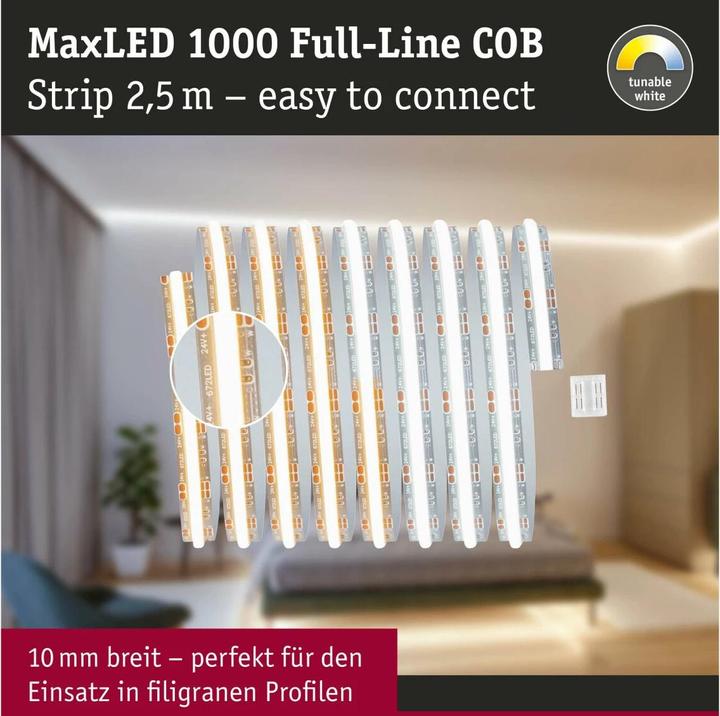 Image du produit Paulmann Bande COB MaxLED 1000 Full-Line (Blanc neutre, Blanc froid, Blanc chaud, 250 cm, Intérieur)