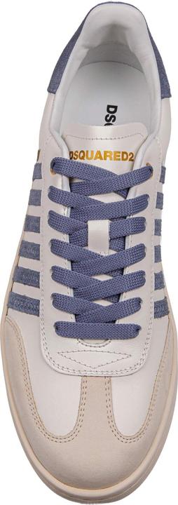 Actual product image Dsquared2 boxer sneakers in leather and suede color milk and blue (41)