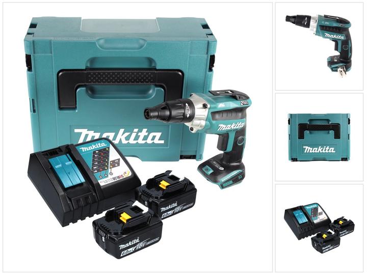 Produktbild Makita DFS 251 RGJ Akku Trockenbauschrauber 18 V Brushless + 2x Akku 6,0 Ah + Ladegerät + Makpac (Akkubetrieb)