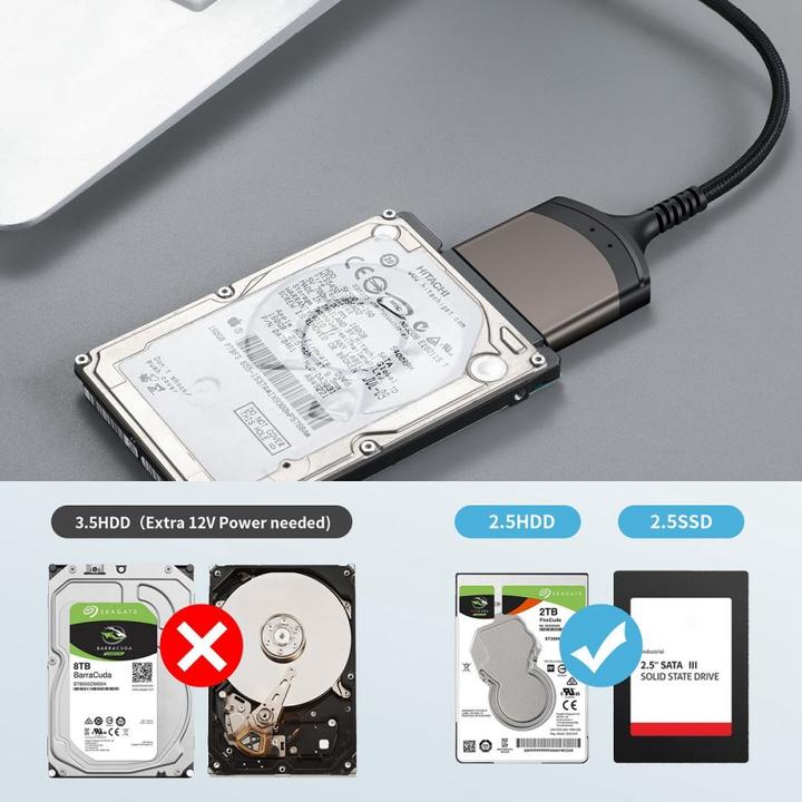 Actual product image Ueli Express SATA to USB-C adapter 5Gbps 22-pin for hard drives (5 W)