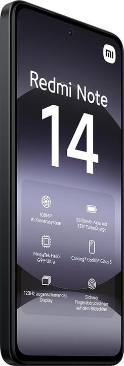 Image du produit Xiaomi Redmi Note 14 (256 Go, Midnight Black, 262.60", Double SIM, 108 Mpx, 4G)