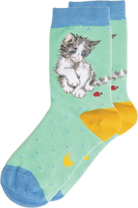 Wrendale Design Kindersocken „Marienkäfer“ mit Katze Grösse 23-26 (23 - 26)