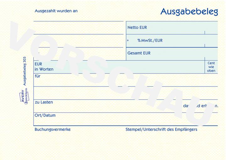 Nährwerte und Zutaten Avery Ausgabebeleg mit Dokumentendruck (50 x)