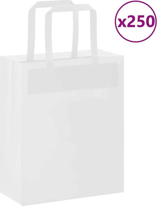 Image du produit VidaXL Sacs en papier kraft 250 pcs. avec anse Blanc 18x8x22 cm Sac en papier (Pochette cadeau, 250 x)