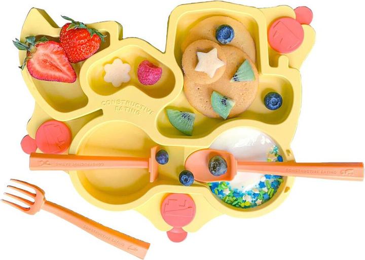 Constructive Eating Baby truck plate, yellow