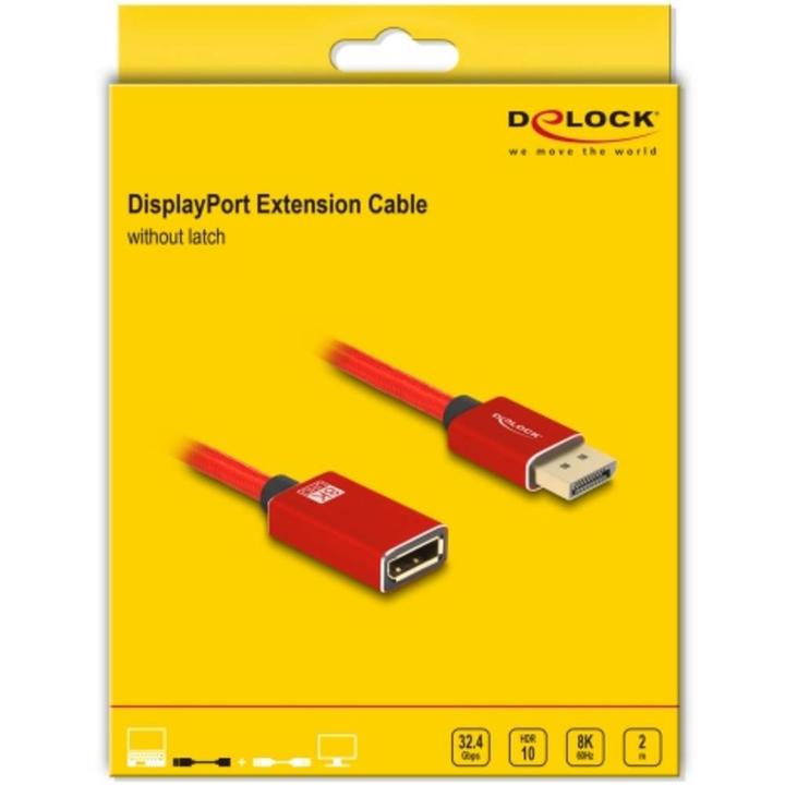 Immagine prodotto Delock Cavo di prolunga DisplayPort 8K 60 Hz 2 m rosso Metallo (2 m, DisplayPort)