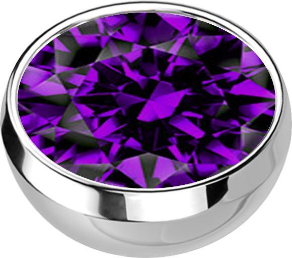 Star Piercing Micro Halbkugel silber mit Kristall violett (ohne Messing, Chirurgenstahl 316L)