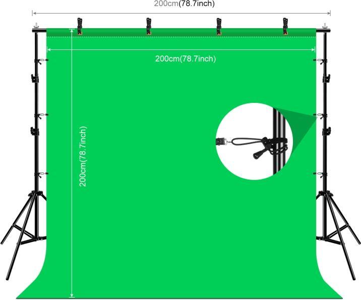 Image du produit Puluz 2x2m Photo Studio Background Stand Kit with Red / Blue / Green Backdrops (200 cm)