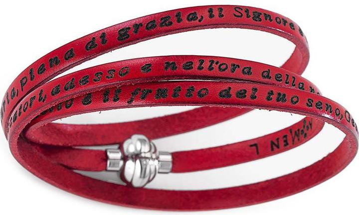 Amen Hail Mary Prayer English Armband (60 cm, Leder, Edelstahl)